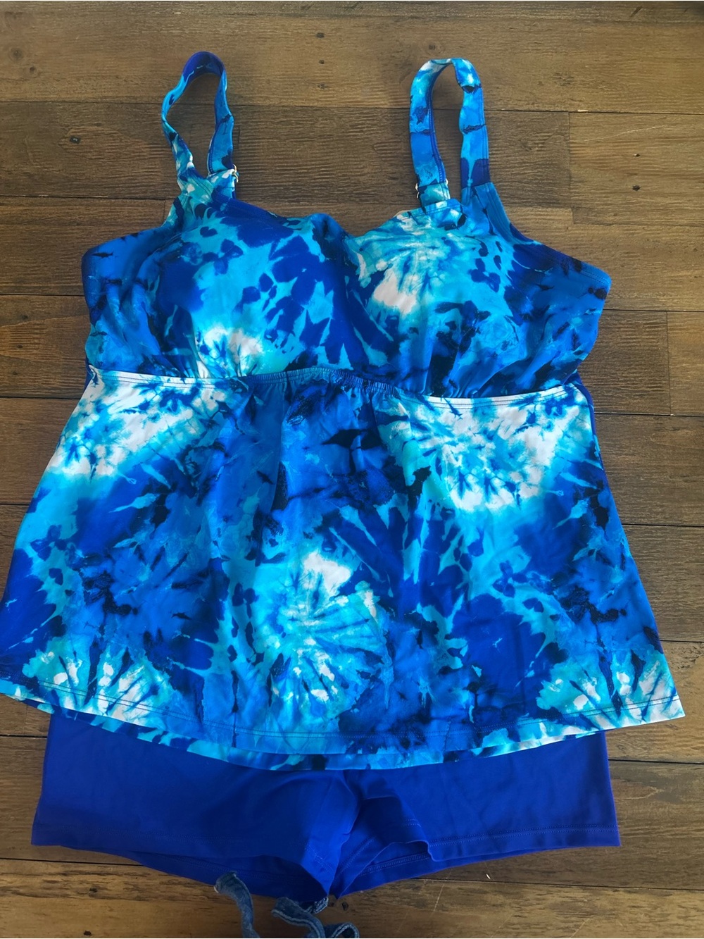Kim Gravel x Swimsuits for all Bright Blue and white Tie-Dye Tankini Swim Set - Picture 8 of 13